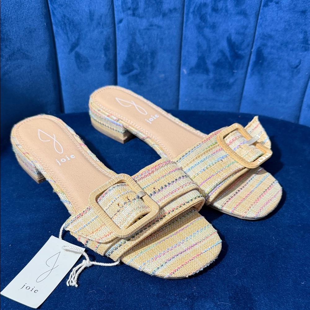 Joie Women's Claire Striped Pastel Slide Sandals Size 7 NWT